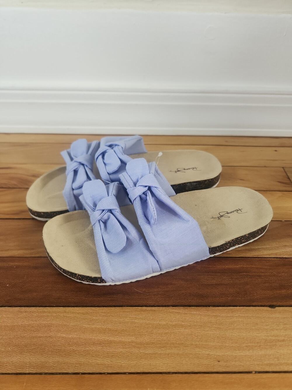 Panama Jack Blue Knotted Bows Slide Sandals Women's Size Large Cute